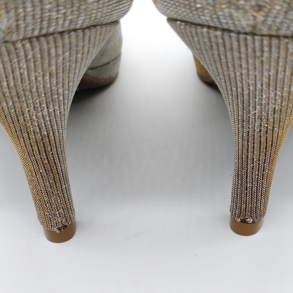 Kelly & Katie Metallic Glitter Heels Silver Gold - Picture 7 of 7